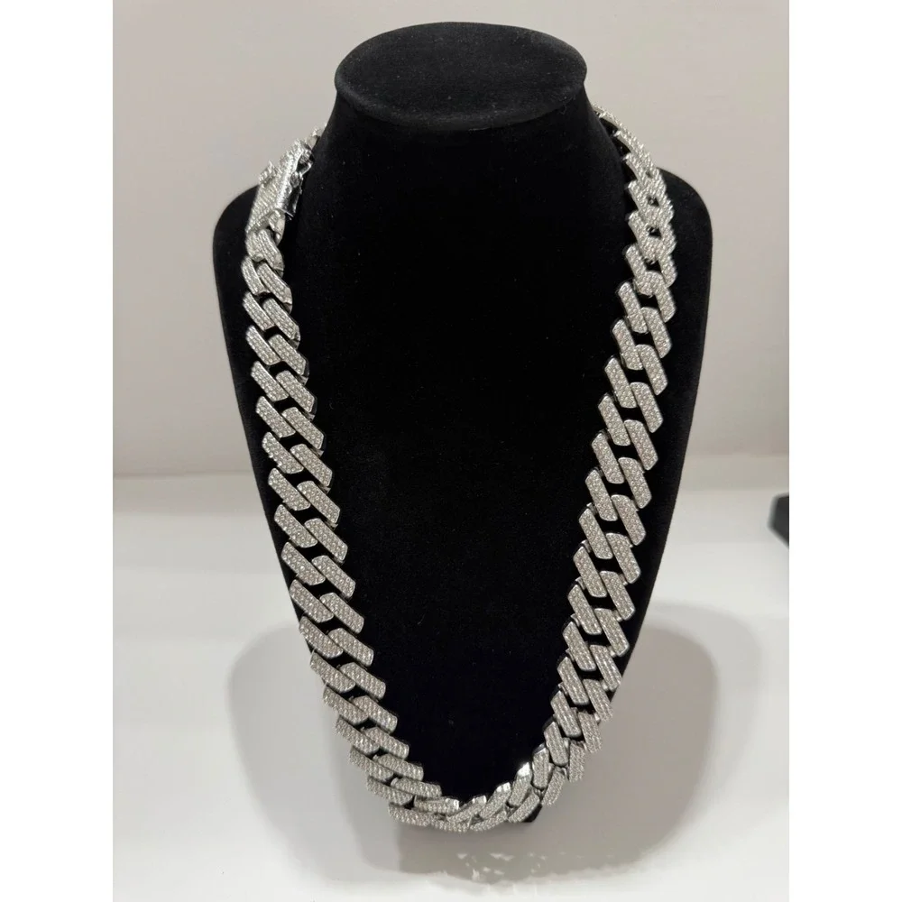 cuban chain iced out vvscz over stainless 24inch 19.5mm triple lock box